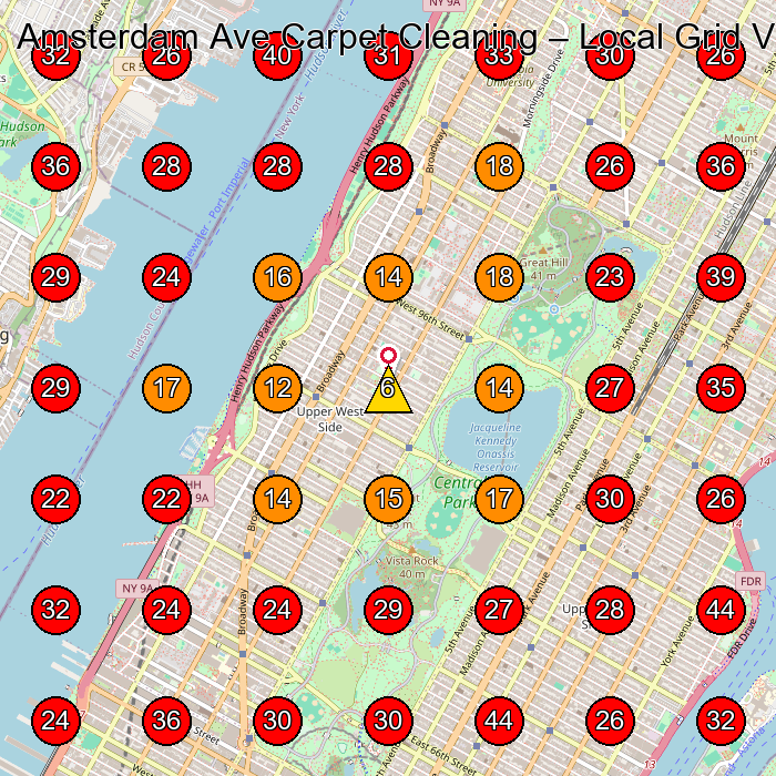 Amsterdam Ave Carpet Cleaning GeoGrid visibility map for Carpet Cleaning Service in New York